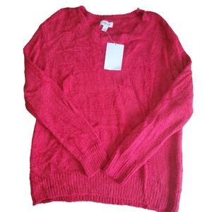 Style & Co Fuzzy‎ Knit Pullover Sweater Raspberry Pink Soft Warm Comfy
